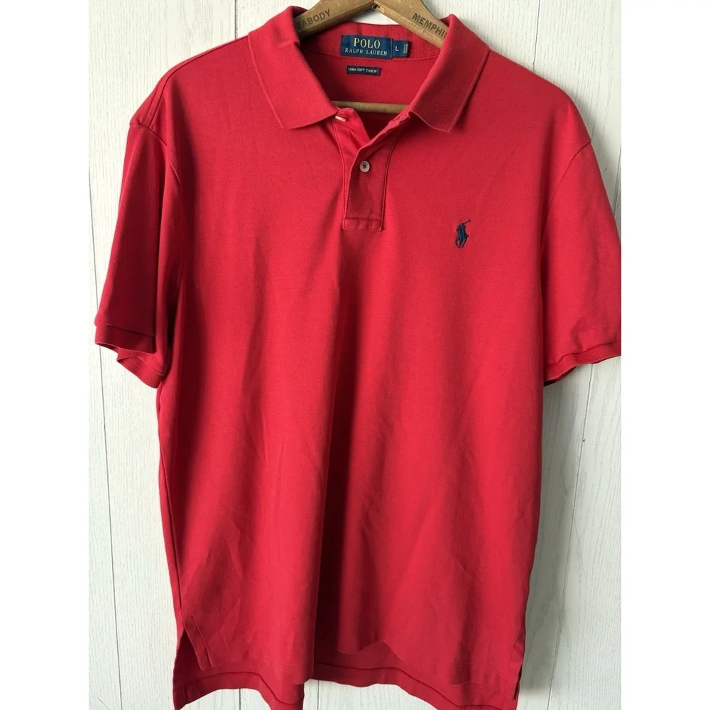 Polo Ralph Lauren Polo Shirt Mens Large Red Pima Soft Touch Short Sleeve
